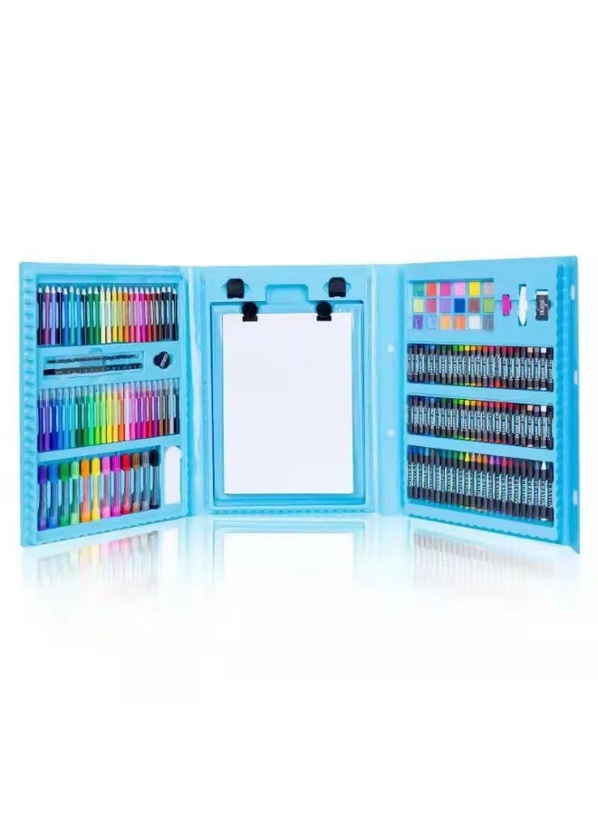 OKIKI 208 PCS Art Supplies, BRAND Drawing Art Kit for Kids Adults Art Set with Double Sided Trifold Easel, Oil Pastels, Crayons (Blue) - Image 4